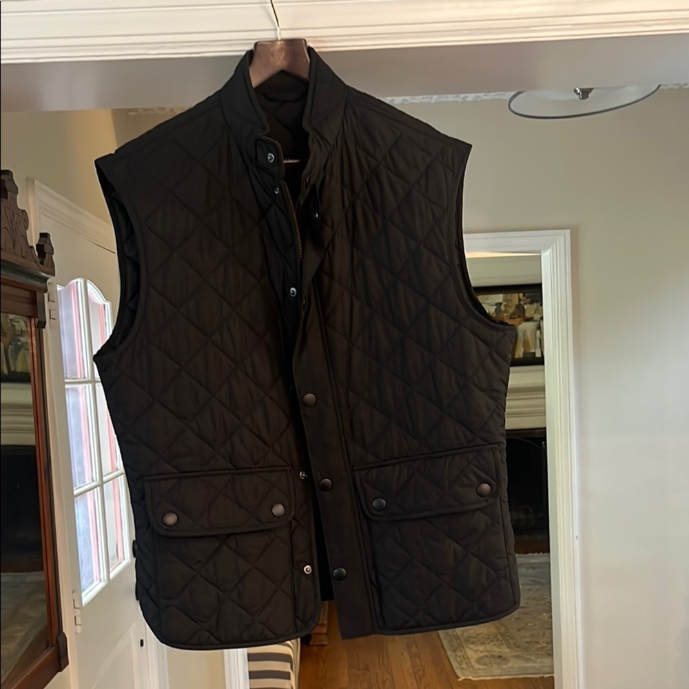 Barbour Black Quilted Vest Classic Utilitarian Style
